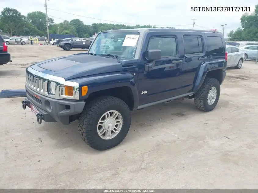 2007 Hummer H3 VIN: 5GTDN13E378177131 Lot: 42765631
