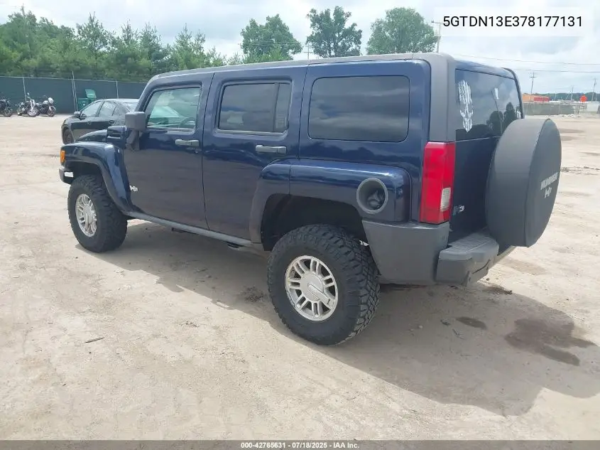 2007 Hummer H3 VIN: 5GTDN13E378177131 Lot: 42765631
