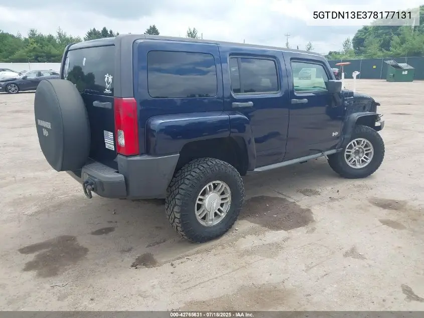 2007 Hummer H3 VIN: 5GTDN13E378177131 Lot: 42765631
