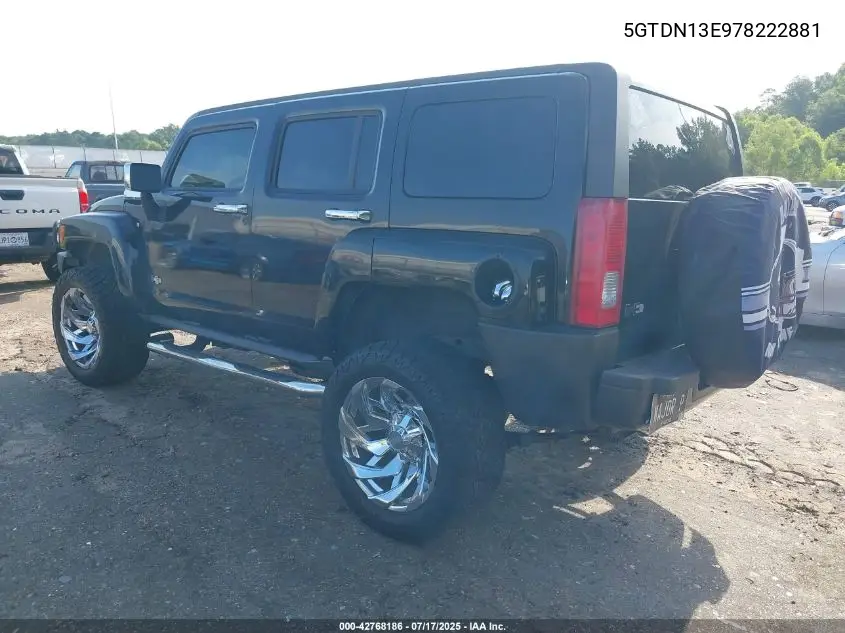 2007 Hummer H3 Suv VIN: 5GTDN13E978222881 Lot: 42768186