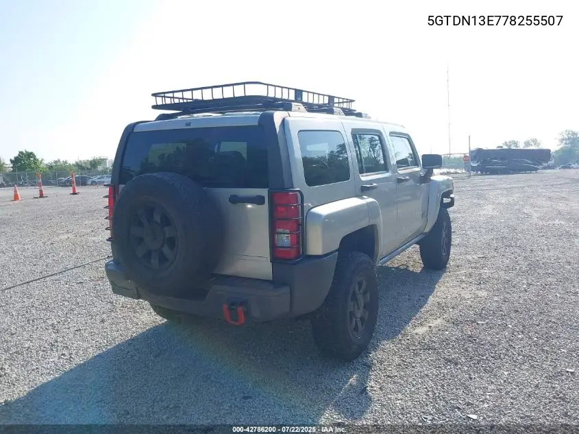2007 Hummer H3 Suv VIN: 5GTDN13E778255507 Lot: 42786200