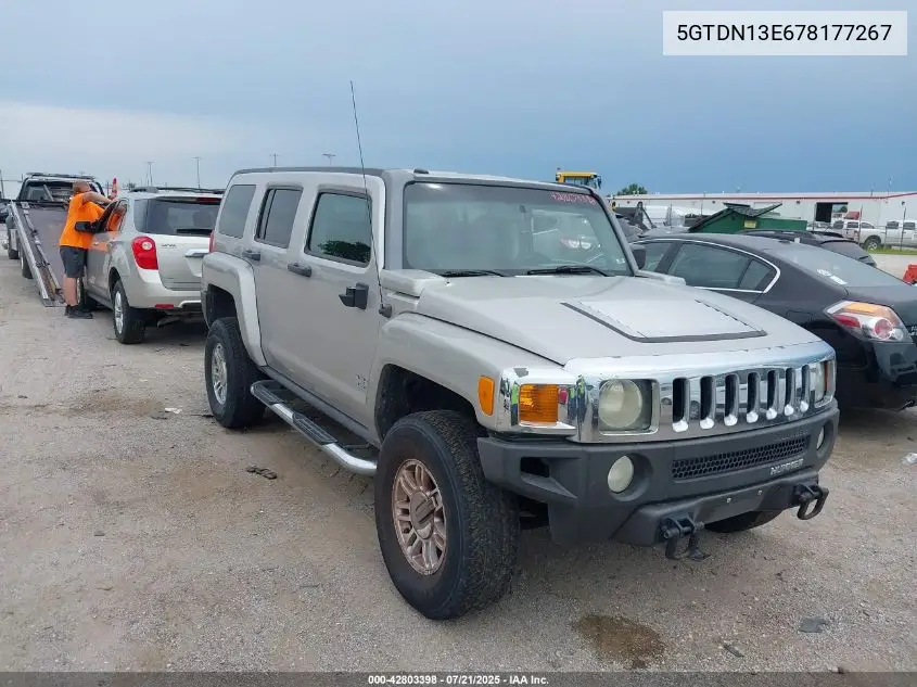 2007 Hummer H3 Suv VIN: 5GTDN13E678177267 Lot: 42803398