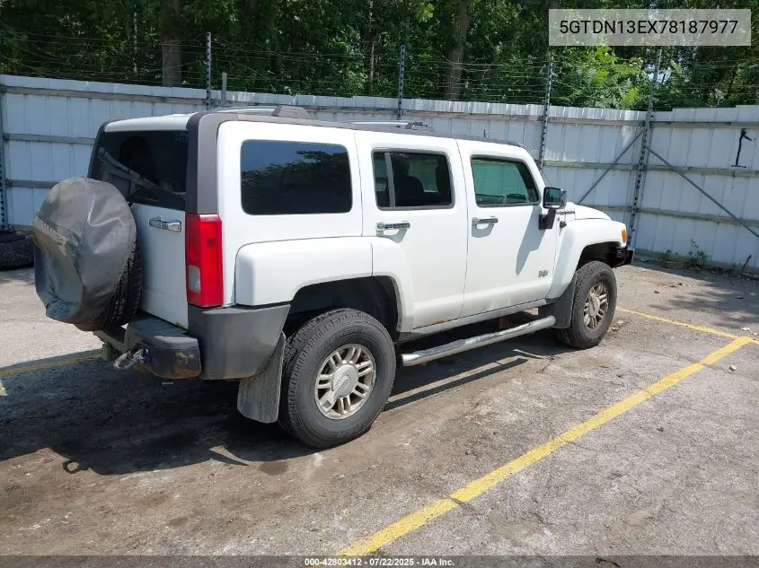 2007 Hummer H3 Suv VIN: 5GTDN13EX78187977 Lot: 42803412