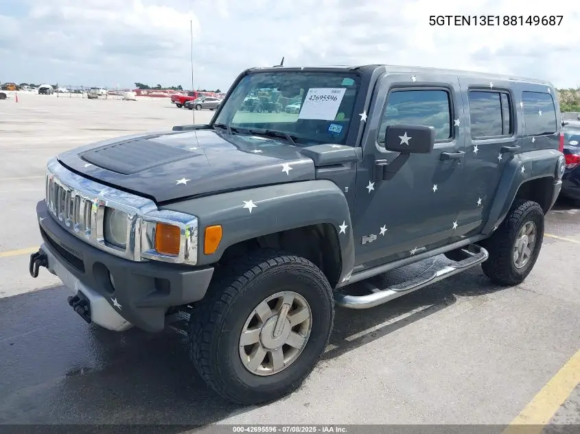 2008 Hummer H3 Suv VIN: 5GTEN13E188149687 Lot: 42695596