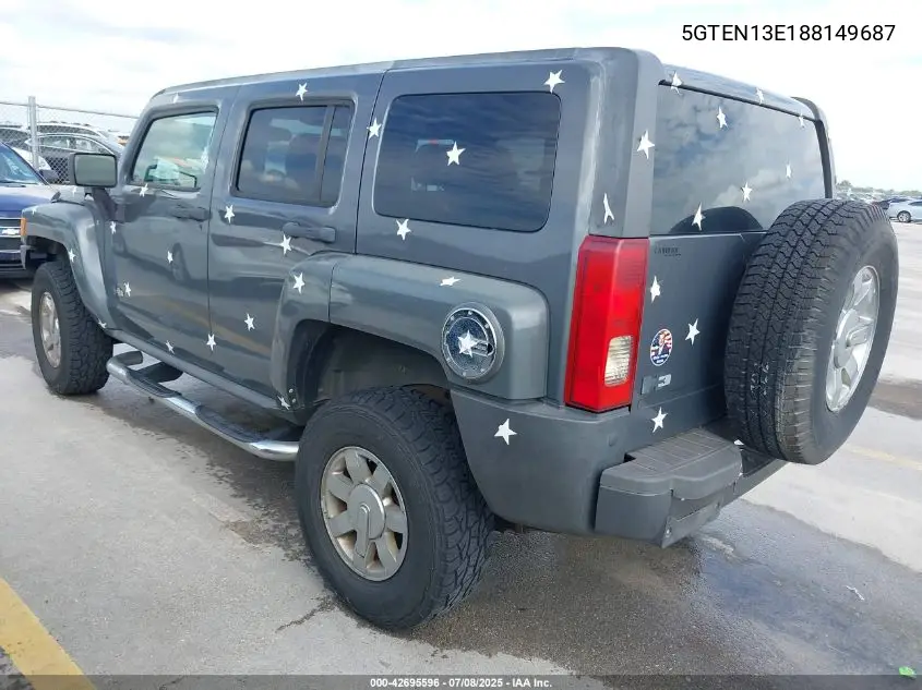 2008 Hummer H3 Suv VIN: 5GTEN13E188149687 Lot: 42695596