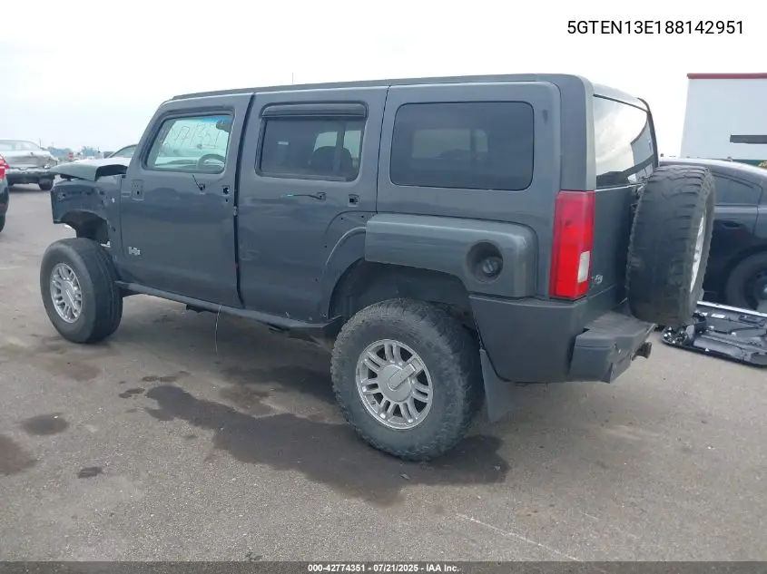 2008 Hummer H3 Suv VIN: 5GTEN13E188142951 Lot: 42774351