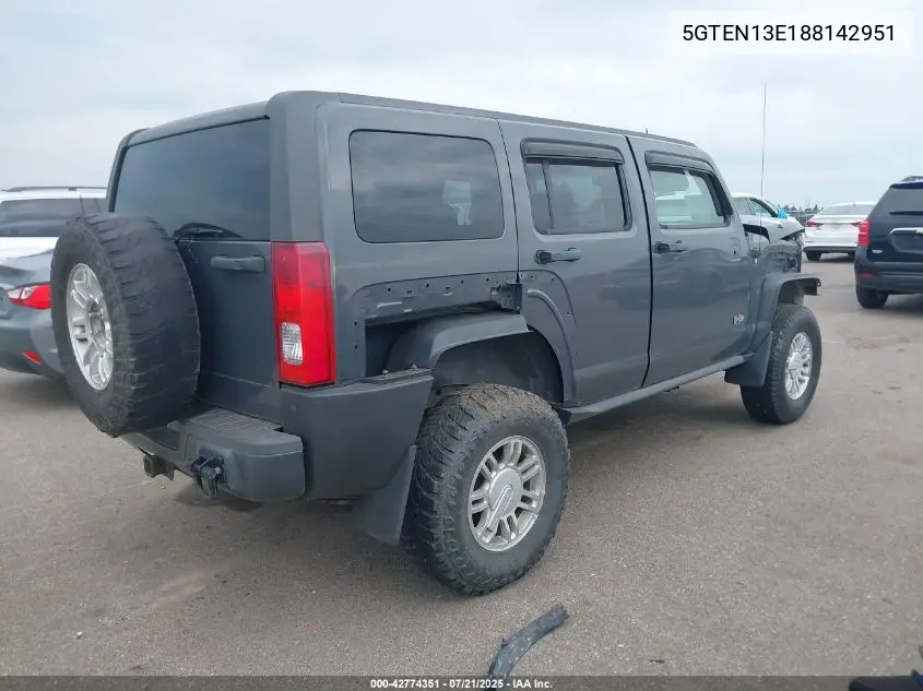 2008 Hummer H3 Suv VIN: 5GTEN13E188142951 Lot: 42774351