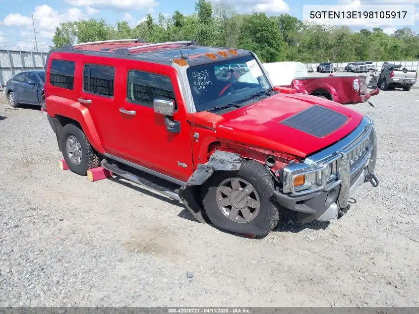 2009 Hummer H3 Suv VIN: 5GTEN13E198105917 Lot: 42020721