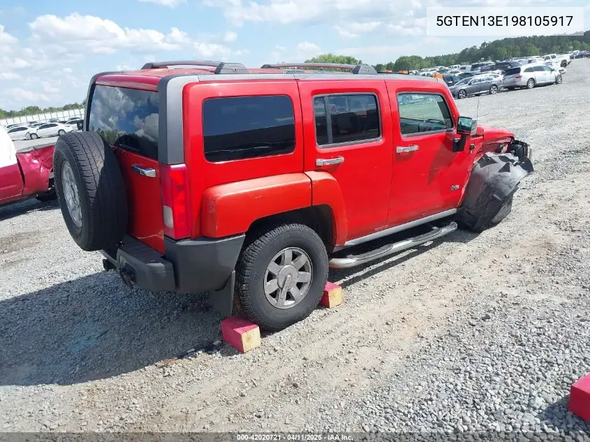 2009 Hummer H3 Suv VIN: 5GTEN13E198105917 Lot: 42020721