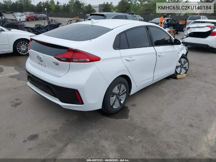 2019 Hyundai Ioniq Hybrid Blue VIN: KMHC65LC2KU140184 Lot: 42573121