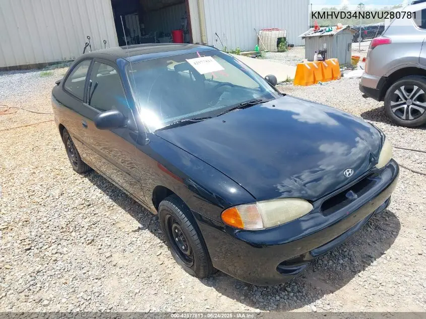 1997 Hyundai Accent Gs/Gt VIN: KMHVD34N8VU280781 Lot: 42577813