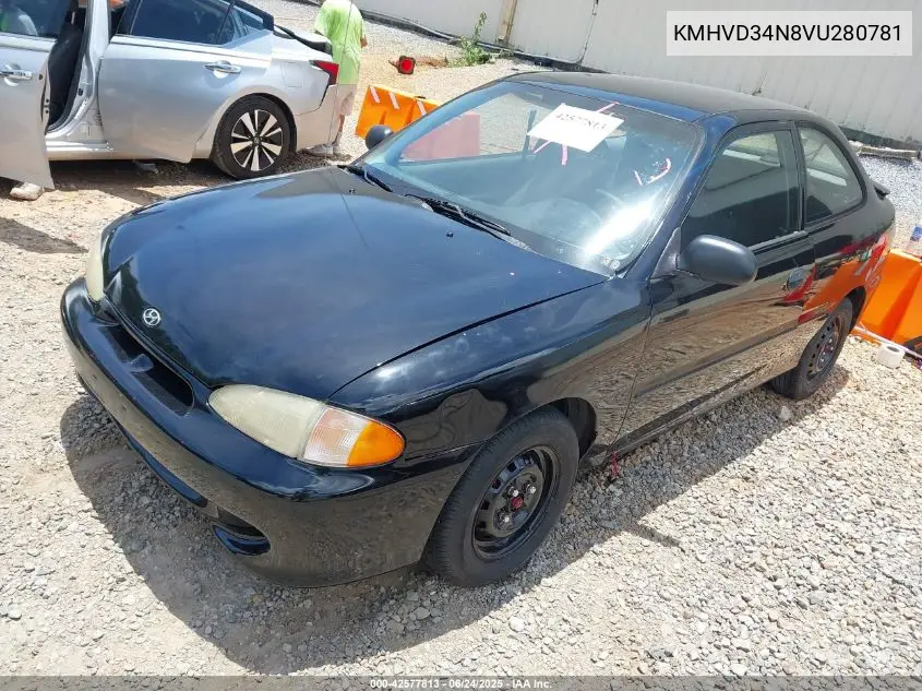 1997 Hyundai Accent Gs/Gt VIN: KMHVD34N8VU280781 Lot: 42577813