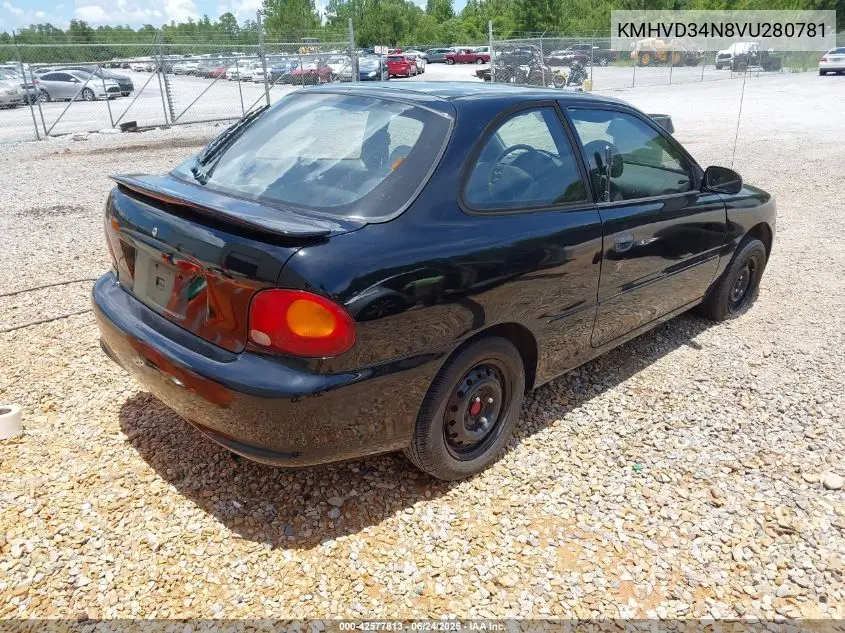 1997 Hyundai Accent Gs/Gt VIN: KMHVD34N8VU280781 Lot: 42577813