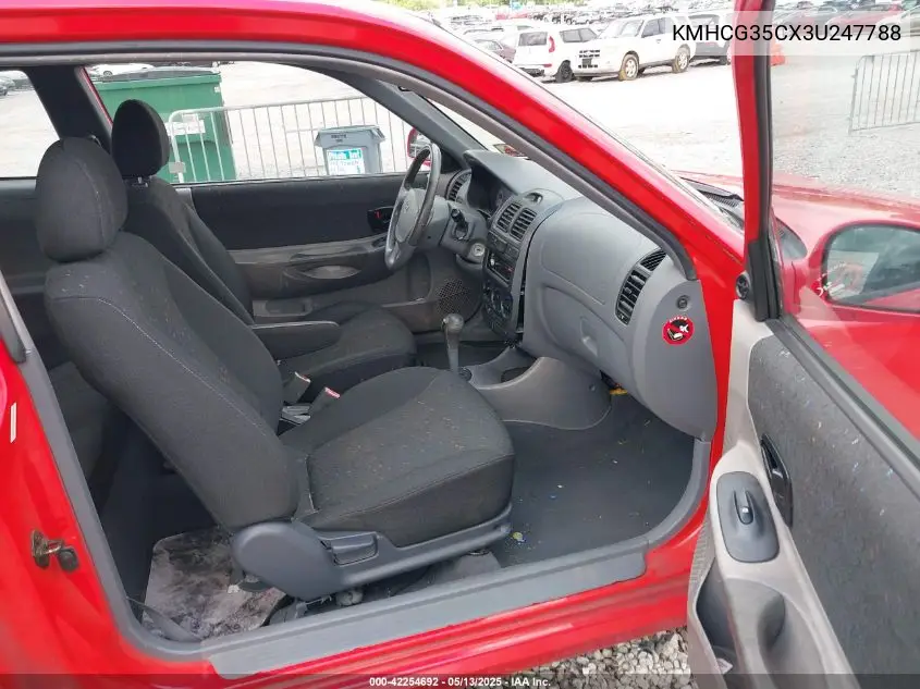 2003 Hyundai Accent Gl VIN: KMHCG35CX3U247788 Lot: 42254692