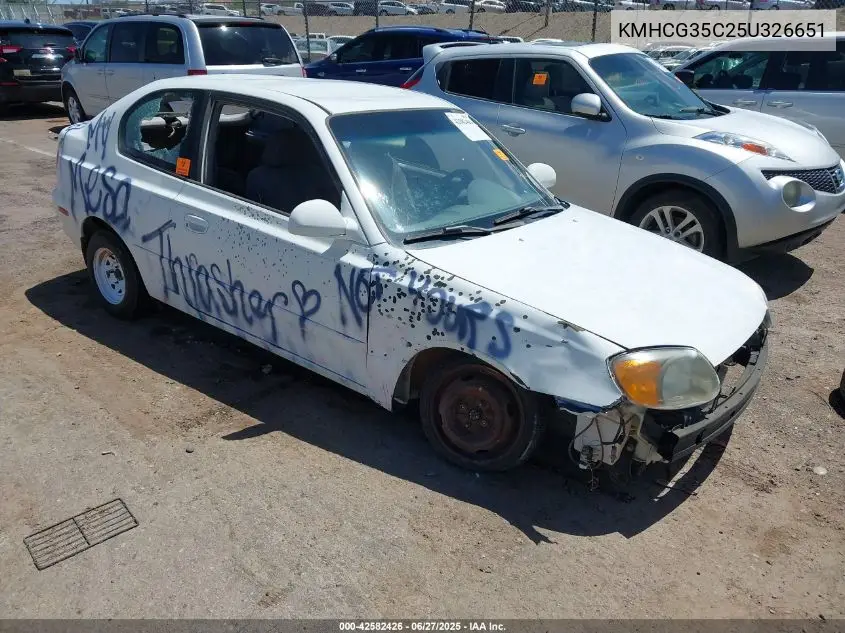 2005 Hyundai Accent Gls/Gt VIN: KMHCG35C25U326651 Lot: 42582426