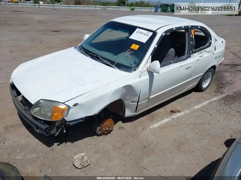 2005 Hyundai Accent Gls/Gt VIN: KMHCG35C25U326651 Lot: 42582426