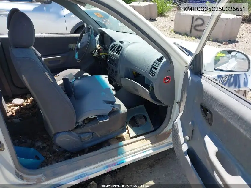2005 Hyundai Accent Gls/Gt VIN: KMHCG35C25U326651 Lot: 42582426