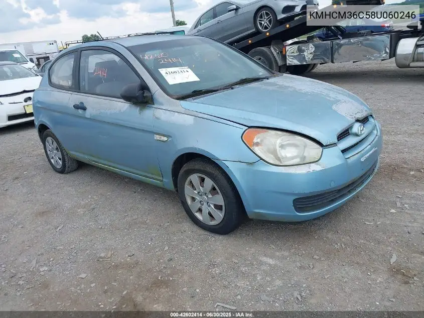 2008 Hyundai Accent Gs VIN: KMHCM36C58U060246 Lot: 42602414
