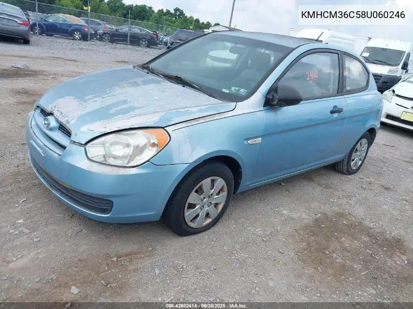 2008 Hyundai Accent Gs VIN: KMHCM36C58U060246 Lot: 42602414