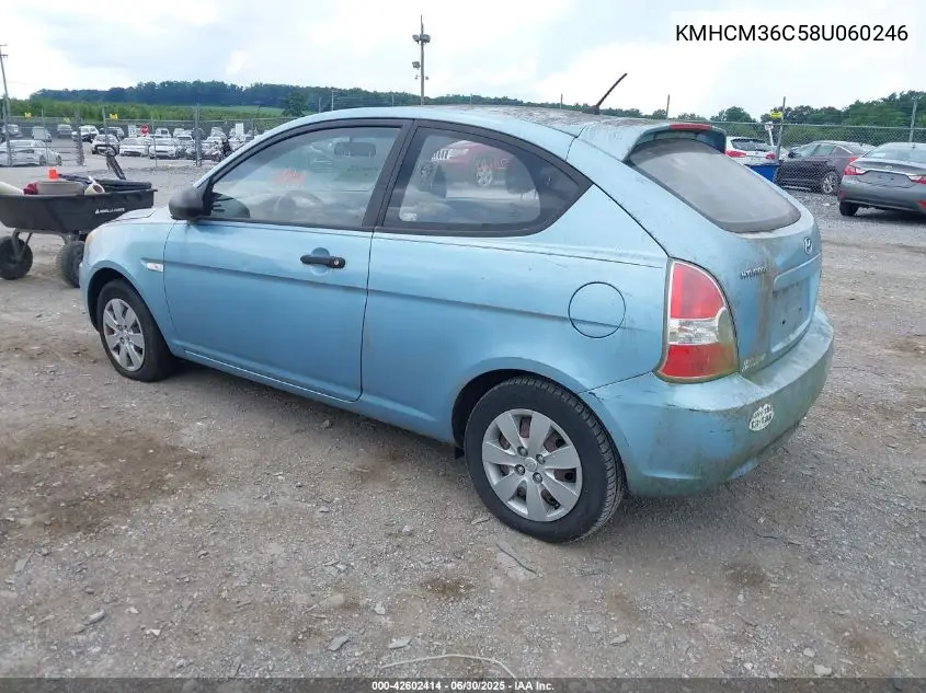 2008 Hyundai Accent Gs VIN: KMHCM36C58U060246 Lot: 42602414