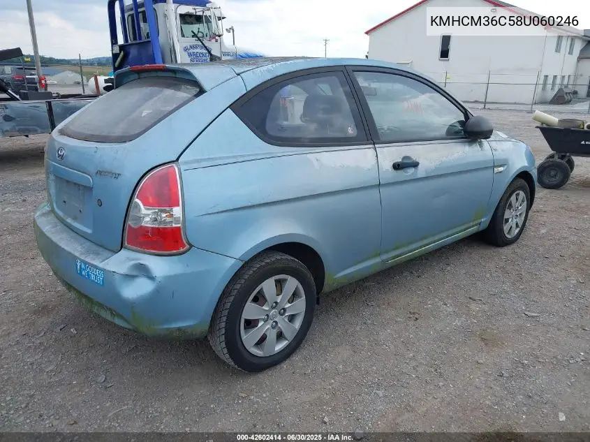2008 Hyundai Accent Gs VIN: KMHCM36C58U060246 Lot: 42602414