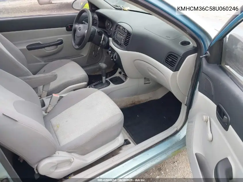 2008 Hyundai Accent Gs VIN: KMHCM36C58U060246 Lot: 42602414