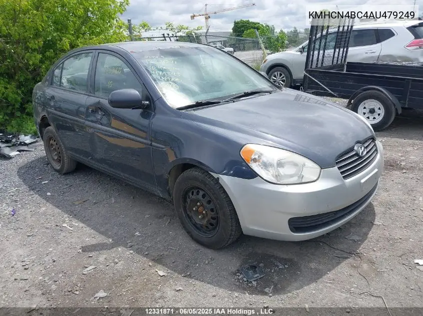 2010 Hyundai Accent VIN: KMHCN4BC4AU479249 Lot: 12331871