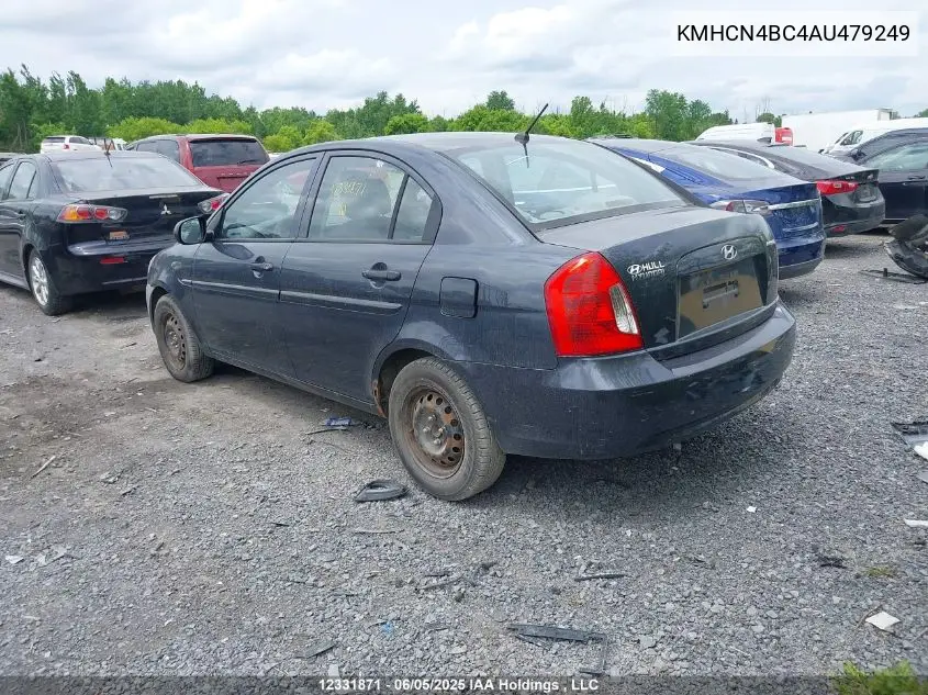 2010 Hyundai Accent VIN: KMHCN4BC4AU479249 Lot: 12331871