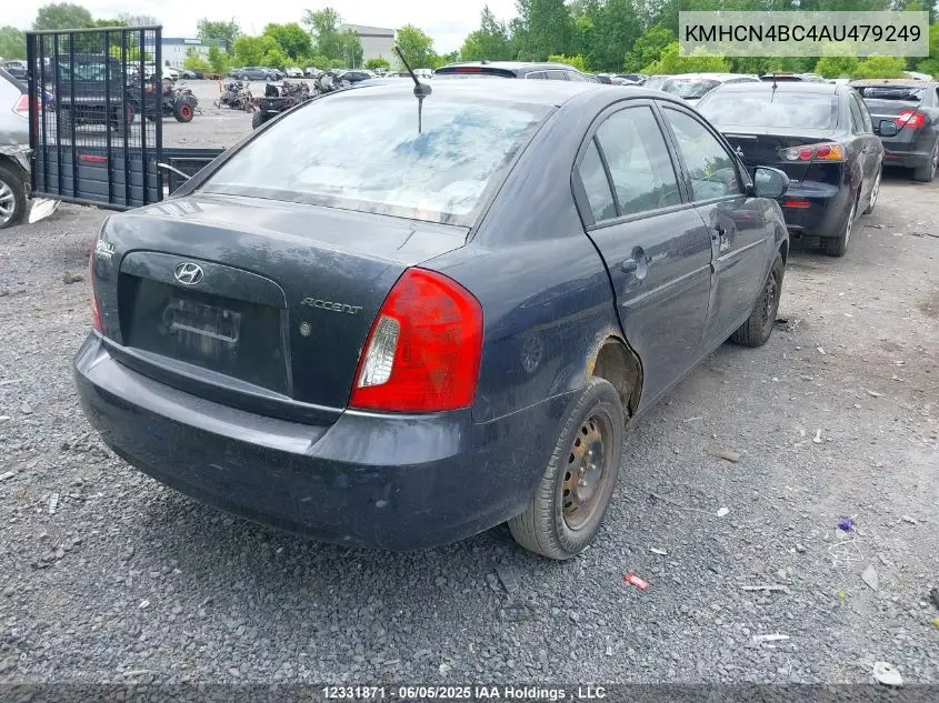 2010 Hyundai Accent VIN: KMHCN4BC4AU479249 Lot: 12331871