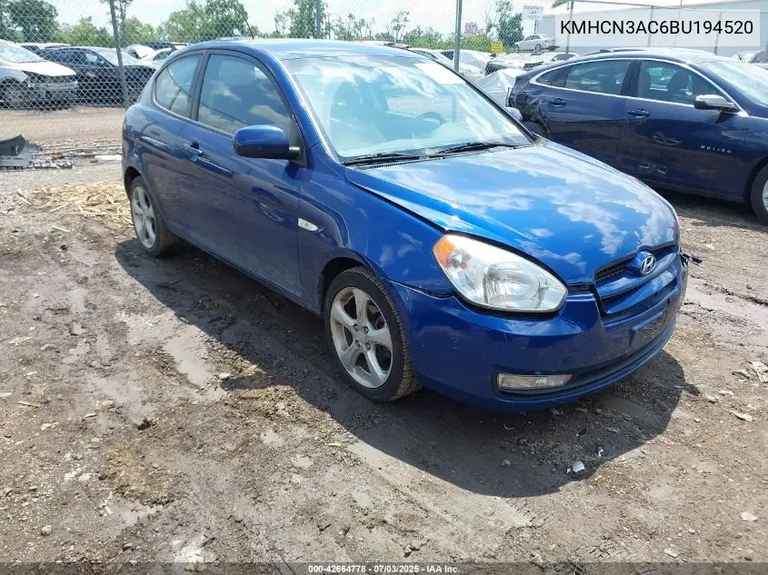 2011 Hyundai Accent Se VIN: KMHCN3AC6BU194520 Lot: 42664778