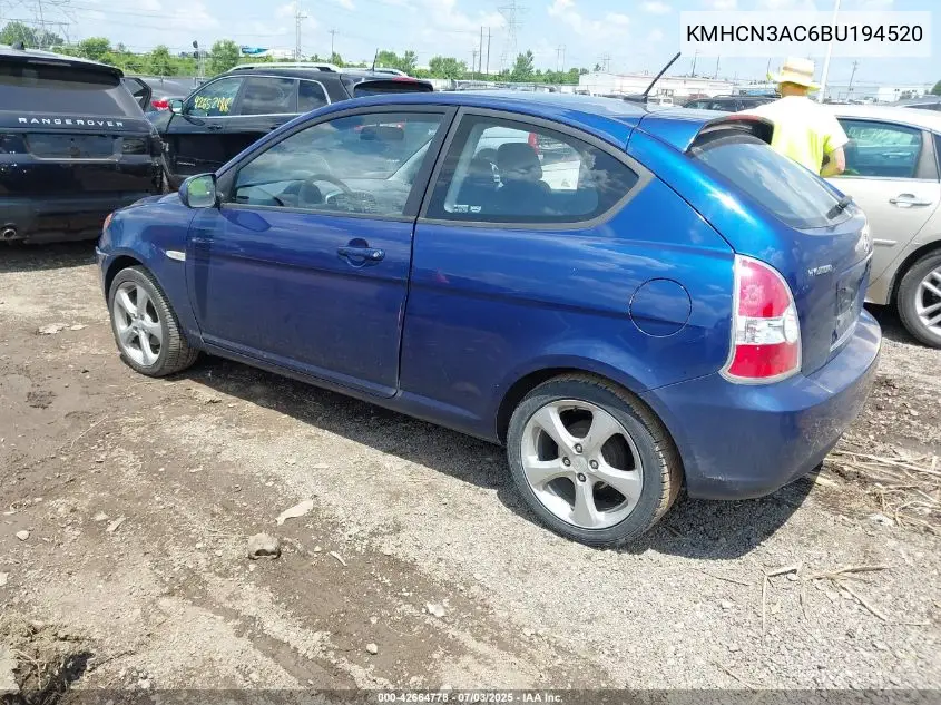2011 Hyundai Accent Se VIN: KMHCN3AC6BU194520 Lot: 42664778