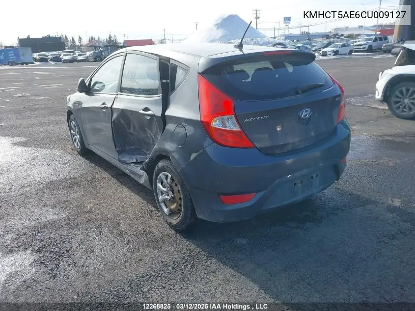 2012 Hyundai Accent Gls/Gs VIN: KMHCT5AE6CU009127 Lot: 12268825