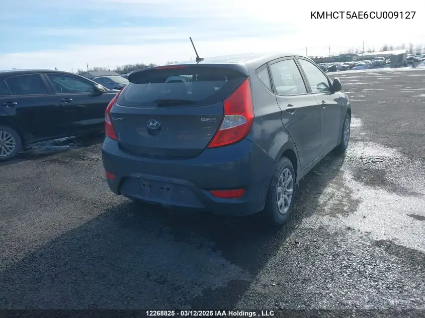 2012 Hyundai Accent Gls/Gs VIN: KMHCT5AE6CU009127 Lot: 12268825