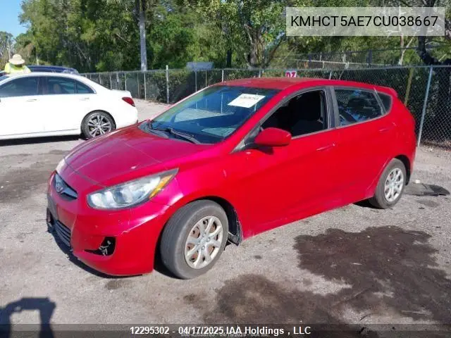 2012 Hyundai Accent Gl VIN: KMHCT5AE7CU038667 Lot: 12295302