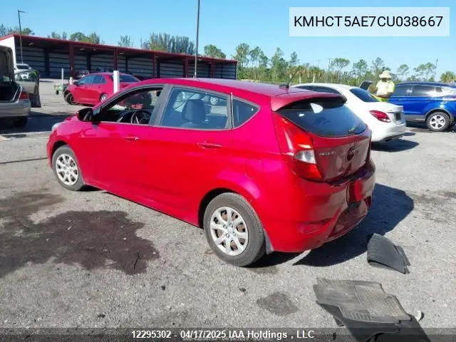 2012 Hyundai Accent Gl VIN: KMHCT5AE7CU038667 Lot: 12295302