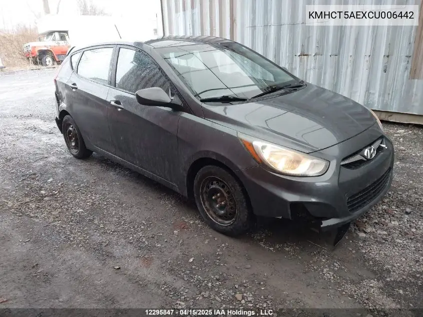 2012 Hyundai Accent Gls/Gs VIN: KMHCT5AEXCU006442 Lot: 12295847