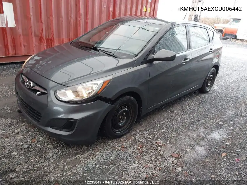 2012 Hyundai Accent Gls/Gs VIN: KMHCT5AEXCU006442 Lot: 12295847