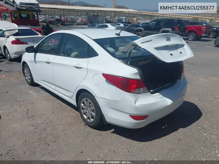 2012 Hyundai Accent Gls VIN: KMHCT4AE6CU255377 Lot: 42655495
