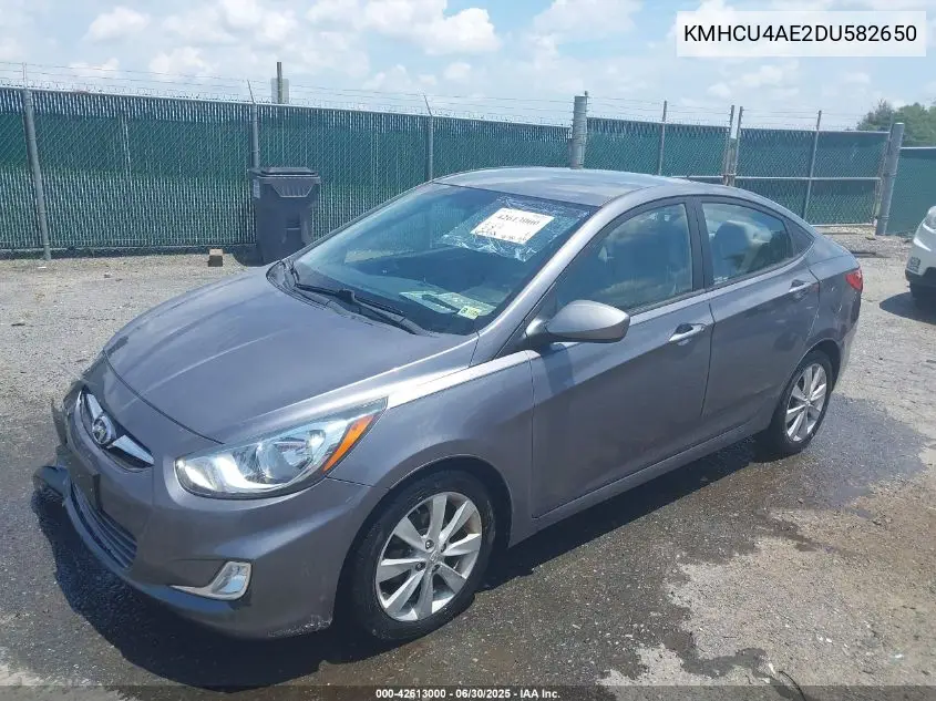 2013 Hyundai Accent Gls VIN: KMHCU4AE2DU582650 Lot: 42613000