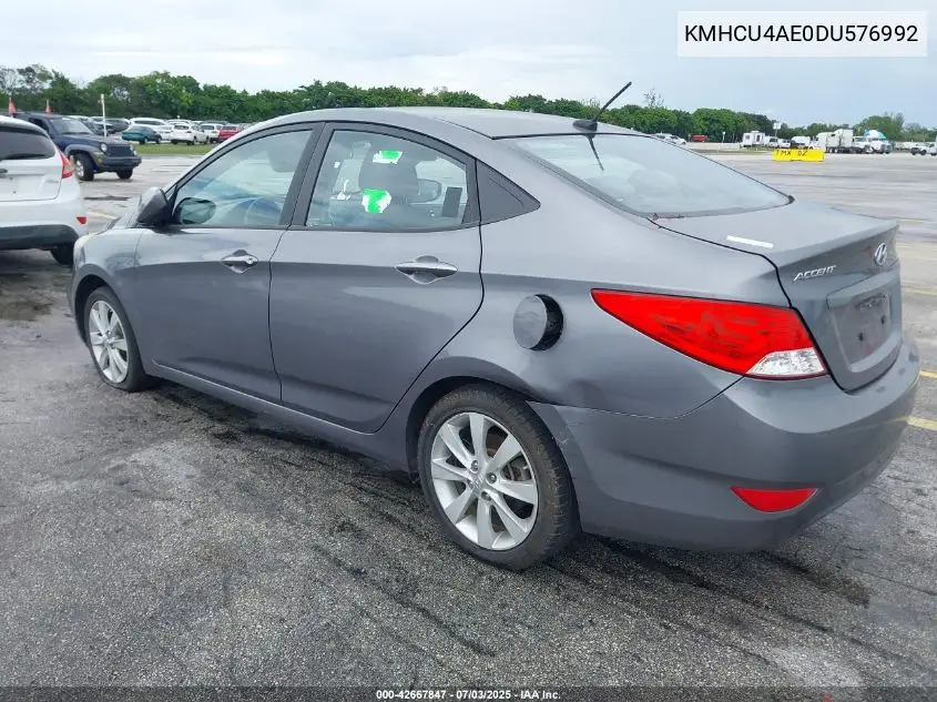 2013 Hyundai Accent Gls VIN: KMHCU4AE0DU576992 Lot: 42667847