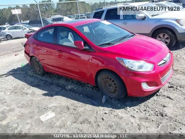 2014 Hyundai Accent Gls/Se VIN: KMHCU4AE8EU711928 Lot: 12272196
