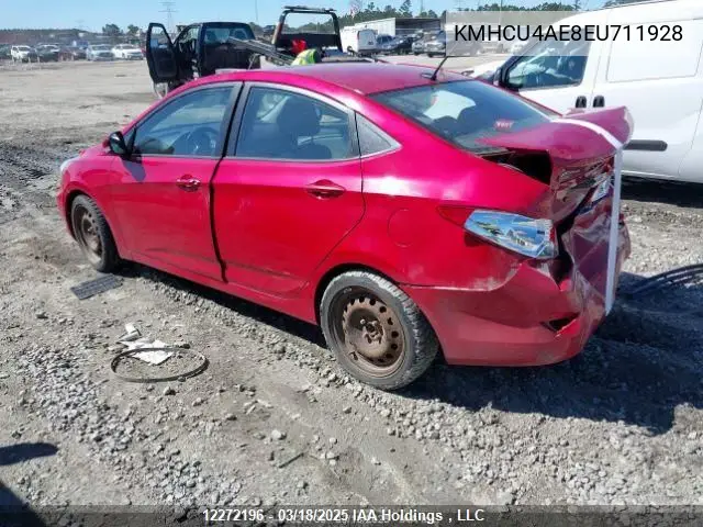 2014 Hyundai Accent Gls/Se VIN: KMHCU4AE8EU711928 Lot: 12272196