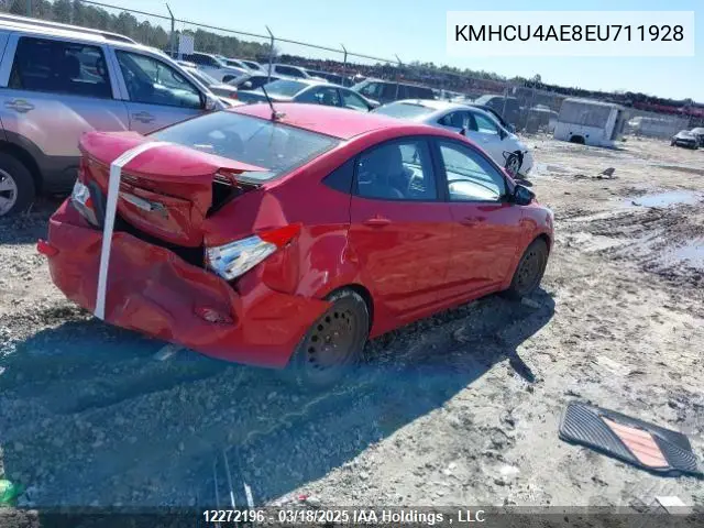 2014 Hyundai Accent Gls/Se VIN: KMHCU4AE8EU711928 Lot: 12272196