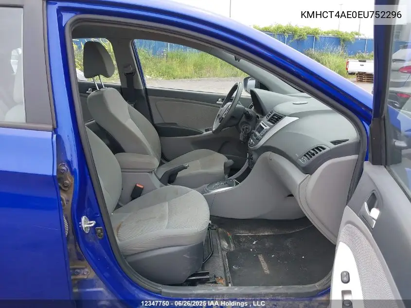2014 Hyundai Accent VIN: KMHCT4AE0EU752296 Lot: 12347750