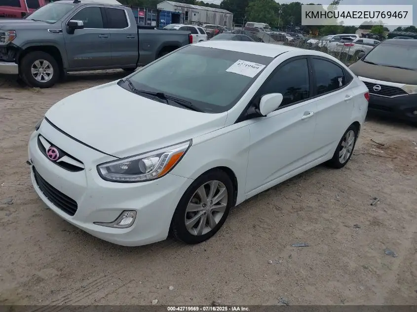 2014 Hyundai Accent Gls VIN: KMHCU4AE2EU769467 Lot: 42719569