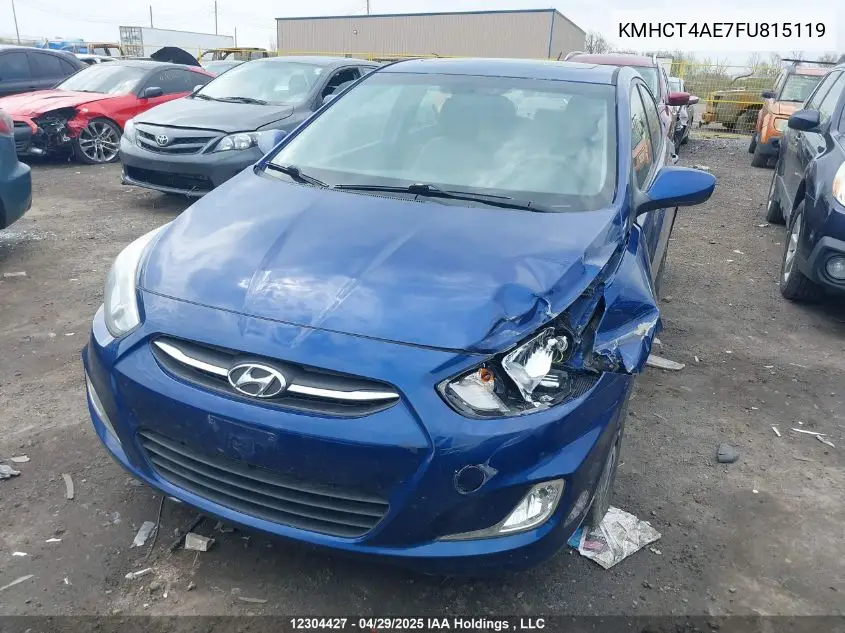 2015 Hyundai Accent Se VIN: KMHCT4AE7FU815119 Lot: 12304427