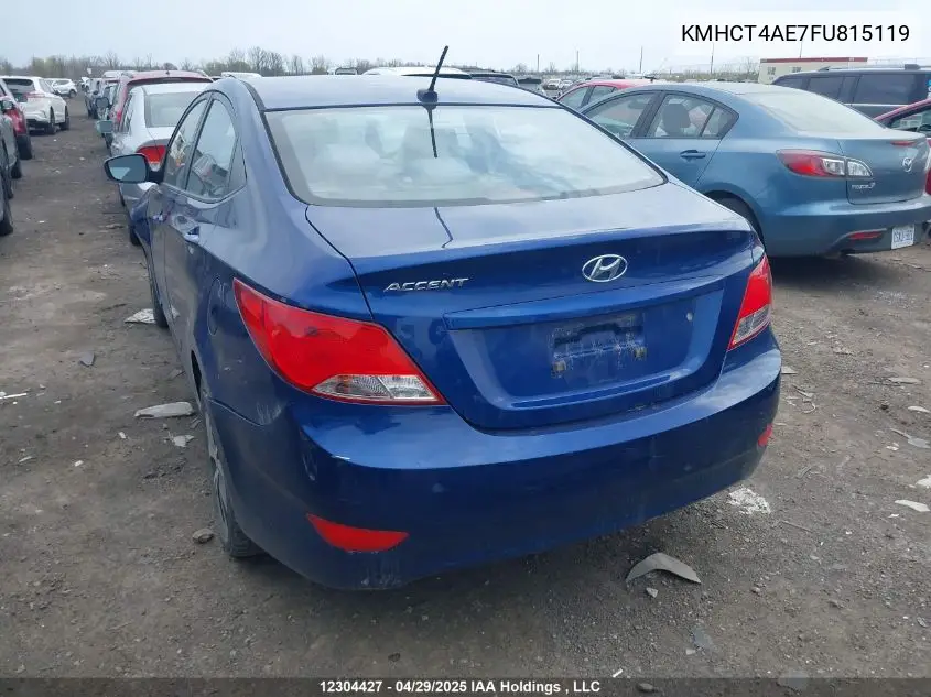 2015 Hyundai Accent Se VIN: KMHCT4AE7FU815119 Lot: 12304427