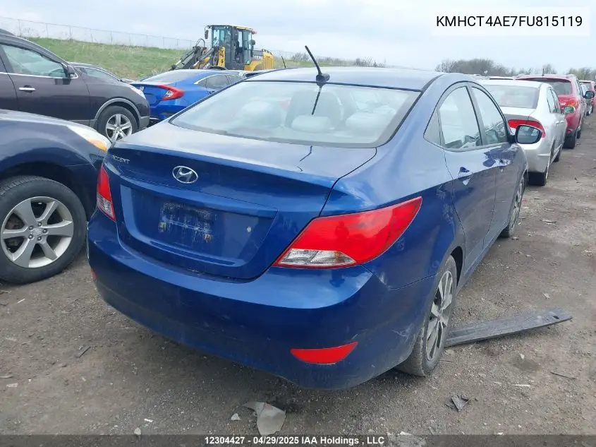 2015 Hyundai Accent Se VIN: KMHCT4AE7FU815119 Lot: 12304427