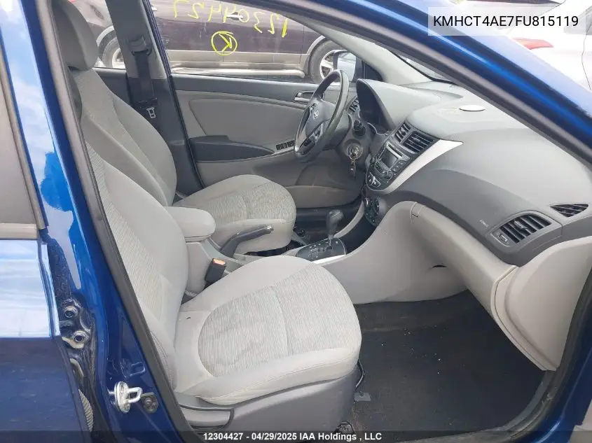 2015 Hyundai Accent Se VIN: KMHCT4AE7FU815119 Lot: 12304427