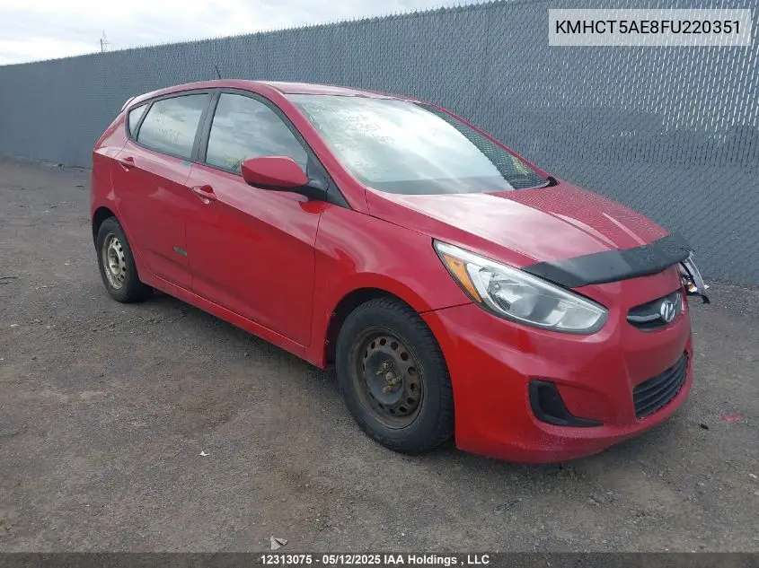 2015 Hyundai Accent Gl VIN: KMHCT5AE8FU220351 Lot: 12313075